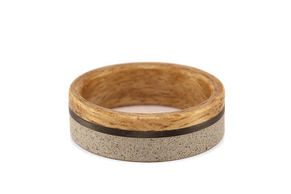 Eucalyptus & concrete wedding ring (00992_7N)