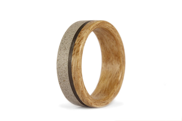 Eucalyptus & concrete wedding ring (00992_7N)