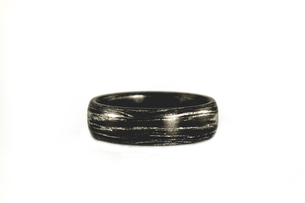 Carbon fiber and silver marbled ring (00102_5N)