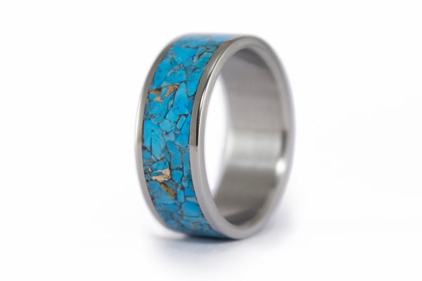 Titanium and chinese turquoise ring (03221_8N)