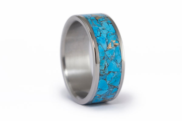 Titanium and chinese turquoise ring (03221_8N)