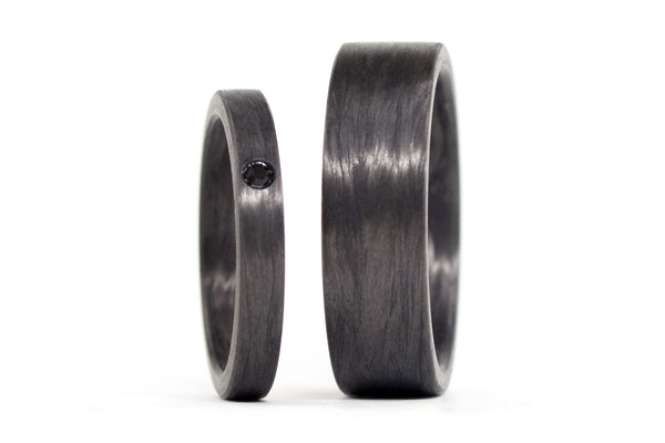 Carbon fiber wedding bands with Swarovski (00101_4S13_7N)