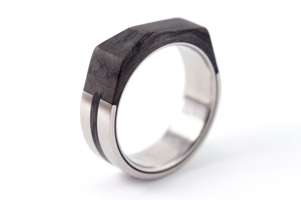 Titanium and carbon fiber wedding bands with Swarovskis (00329_4S2_1_7N)