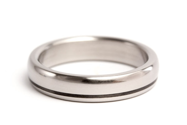 Polished titanium and carbon fiber ring (00334_4N)