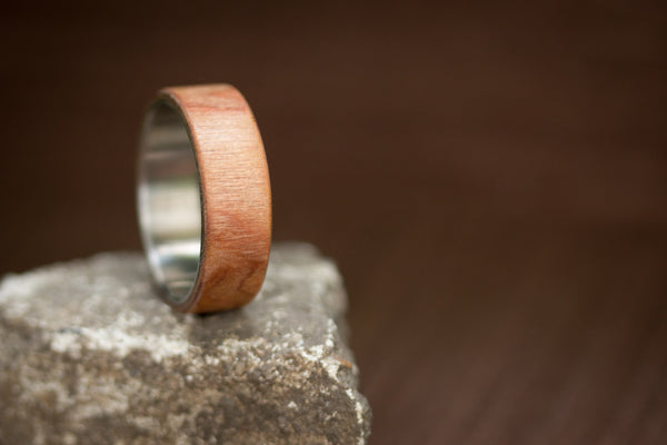Titanium and walnut bentwood ring (00518_7N)
