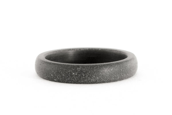 Black concrete rounded ring. Cement rounded wedding band. Matte black engagement ring. Black wedding ring (00601_4N)