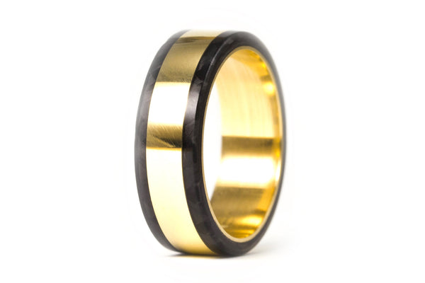 18ct gold and carbon fiber ring (04702_6N)