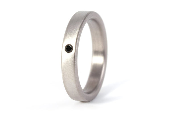 Matte titanium ring with diamond (00002_4Dn)