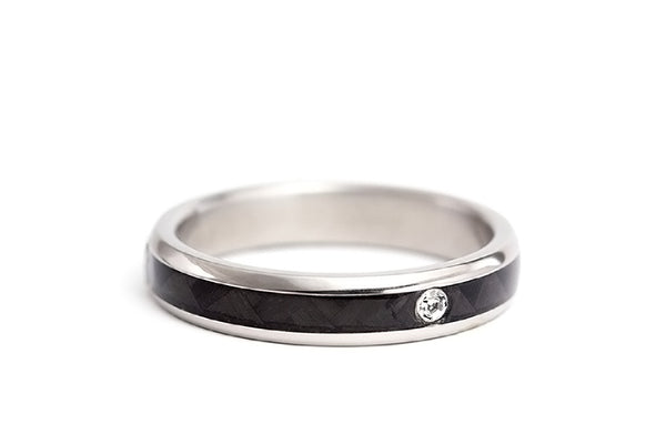 Titanium and carbon fiber ring with Swarovski (00331_4S1)