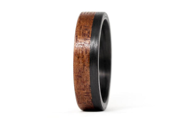 Carbon fiber and caoba bentwood ring (00405_7N)