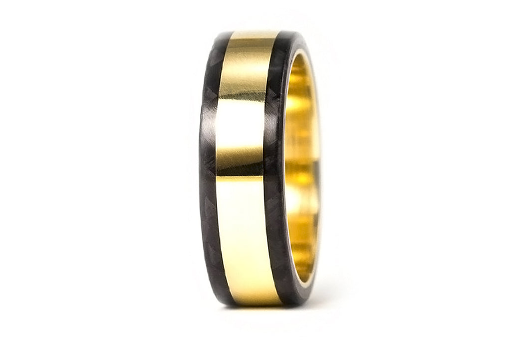 18ct gold and carbon fiber ring (04702_6N)
