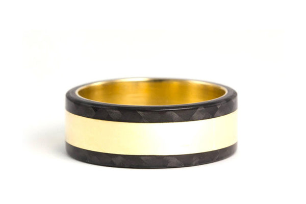 18ct gold and carbon fiber ring (04702_8N)