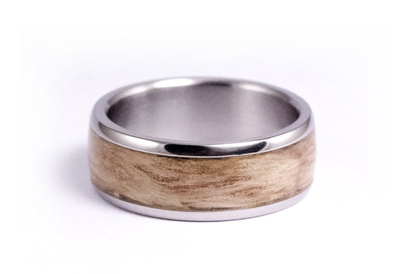 Titanium and eucalyptus bentwood ring (00525_8N)
