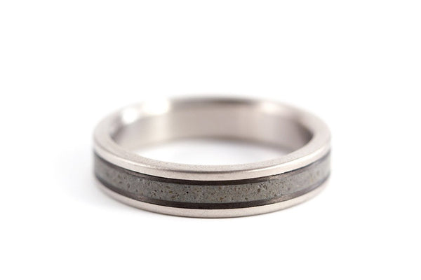 Titanium, concrete and carbon fiber ring (00800_4N)