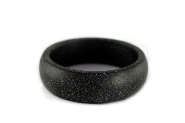 Black concrete rounded ring. Cement rounded wedding band. Matte black engagement ring. Black wedding ring (00601_7N)