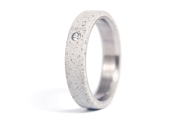 Titanium and concrete wedding bands with Swarovski (00705_4S1_7N)