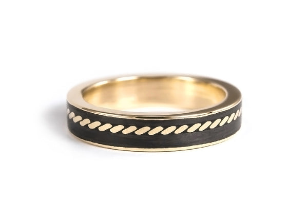 18ct yellow gold with carbon fiber ring (04704_4N)