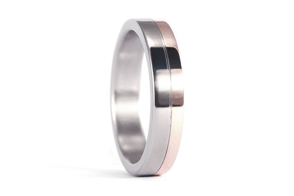 18ct rose gold and titanium ring (00555_6N)