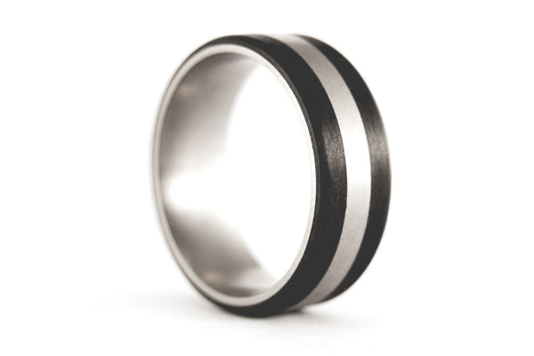 Titanium and carbon fiber wedding bands with Swarovski (00326_4S1_7N)