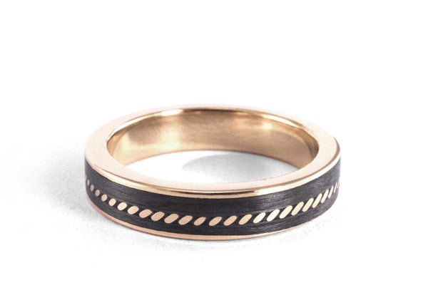 18ct rose gold and carbon fiber wedding bands (04711_4N5N)