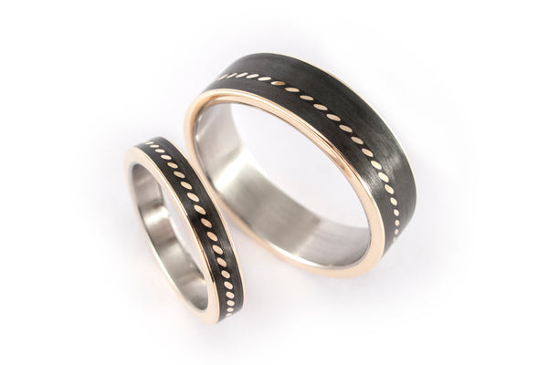 Carbon fiber and 18ct gold wedding rings (44704_4N6N)