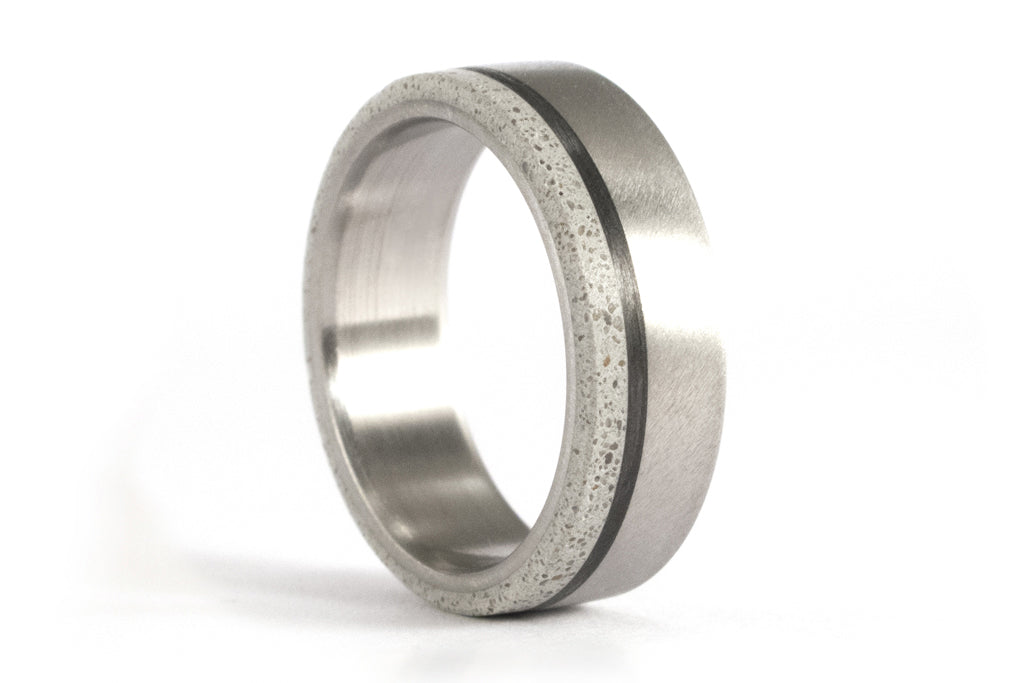Titanium, concrete and carbon fiber ring (00803_7N)