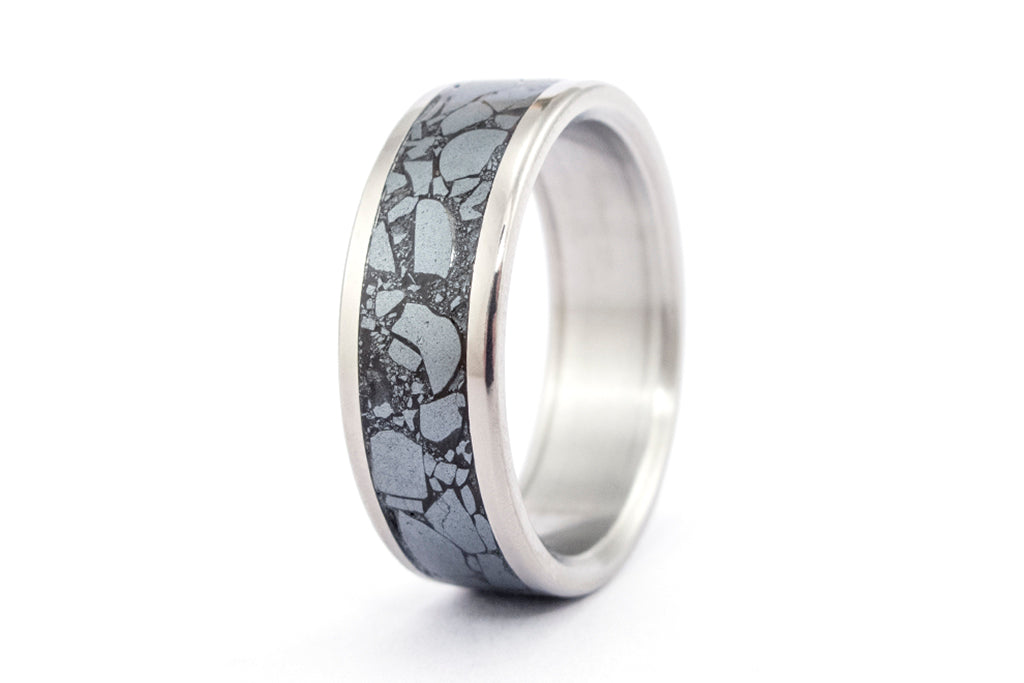 Titanium and hematite ring (03230_7N)