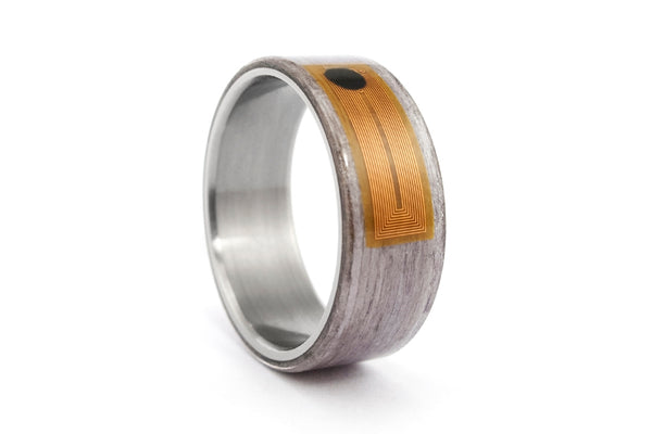 NFC Smart Ring with titanium and bentwood (04904_8N)