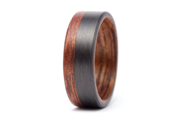 Carbon fiber and cedar bentwood wedding bands (00404_7N_00405_7N)